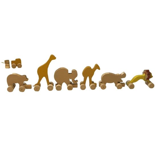 Wood Handmade Animal Train Grandpa Craft Unfinished Toy - Picture 2 of 11